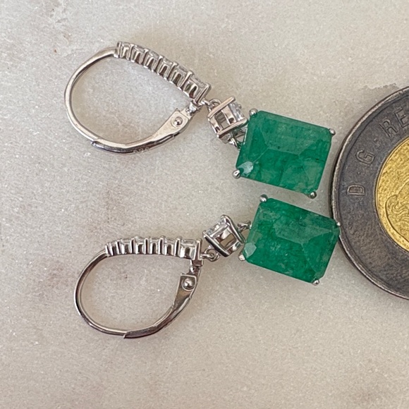 Natural Emerald Drop Earrings - Picture 10 of 13